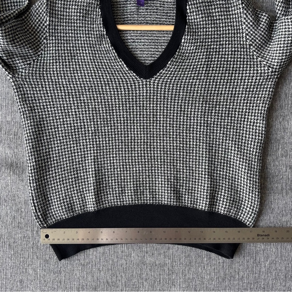 Ralph Lauren Purple Label Houndstooth Merino Wool V-Neck Sweater Size L Jacquard - Picture 14 of 14